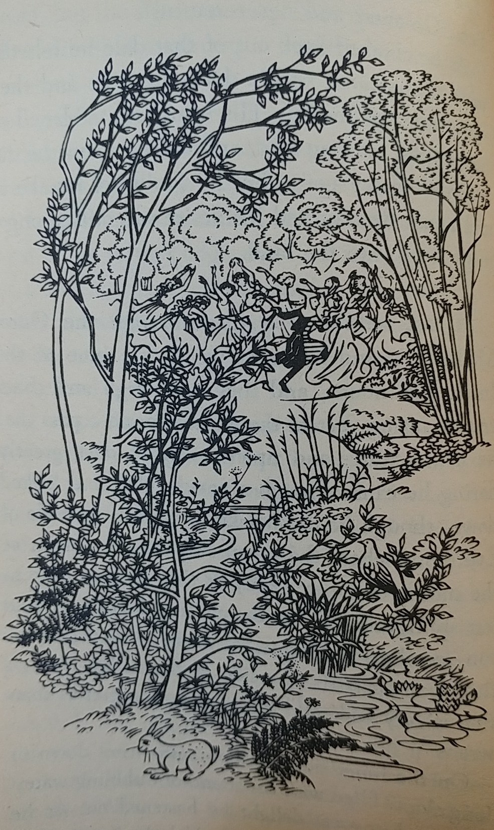 Smith and the Faery Queen and her consort dance in the Vale of Evermorn, from the illustrated edition of Smith of Wootton Major by Pauline Baynes