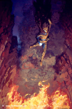 Maedhros casts himself into a chasm by Ted Nasmith